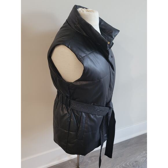 NWT Andrew Marc New York Black Faux Leather Vest Sleeveless Jaket Women Small - Picture 3 of 11
